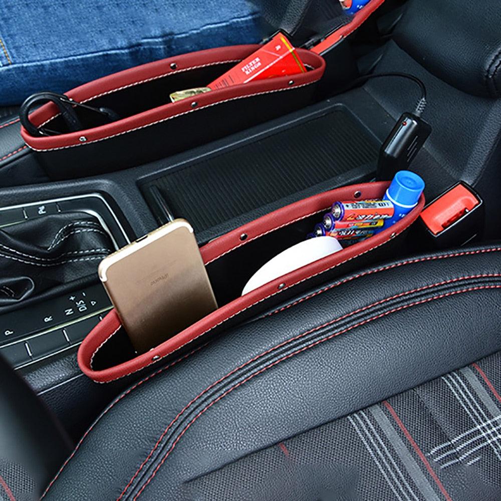 PU Leather Car Seat Gap Organizer with Cup Holder
