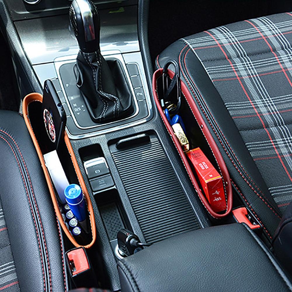 PU Leather Car Seat Gap Organizer with Cup Holder