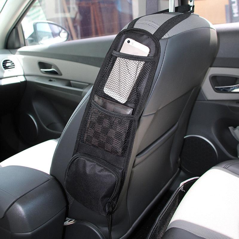 Car Seat Side Organizer with Mesh Pockets & Phone Holder