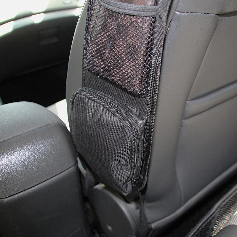 Car Seat Side Organizer with Mesh Pockets & Phone Holder