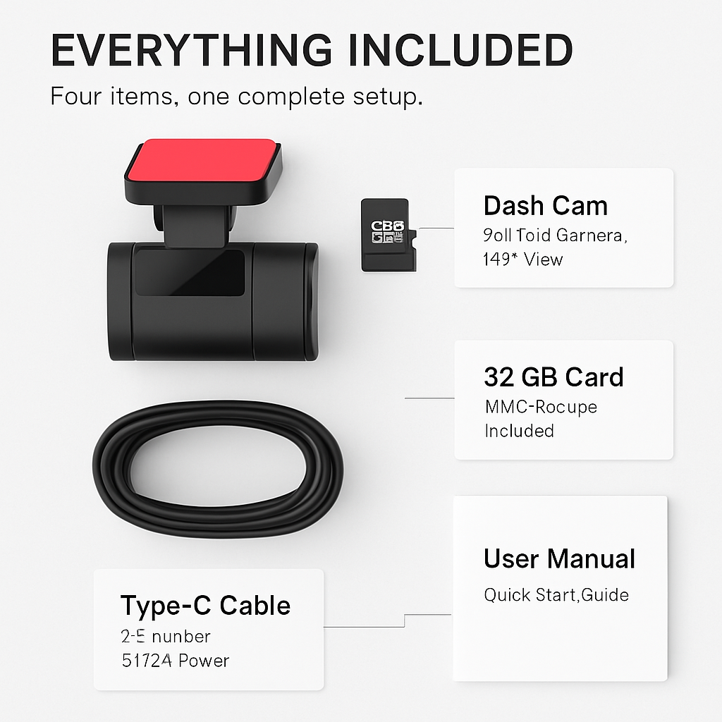 Front Dash Cam for Cars with App Control and Wide Viewing